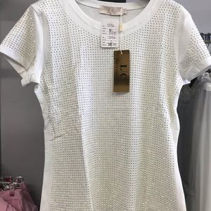 Jewel Studded White Top
